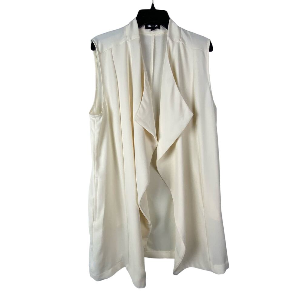 Express Long Ivory Sleeveless Vest Duster, size L
